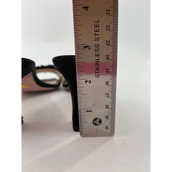 Prada Black Satin Embellished Open Toe Mules EU 36.5 6.5 US Made In Italy - Picture 7 of 7